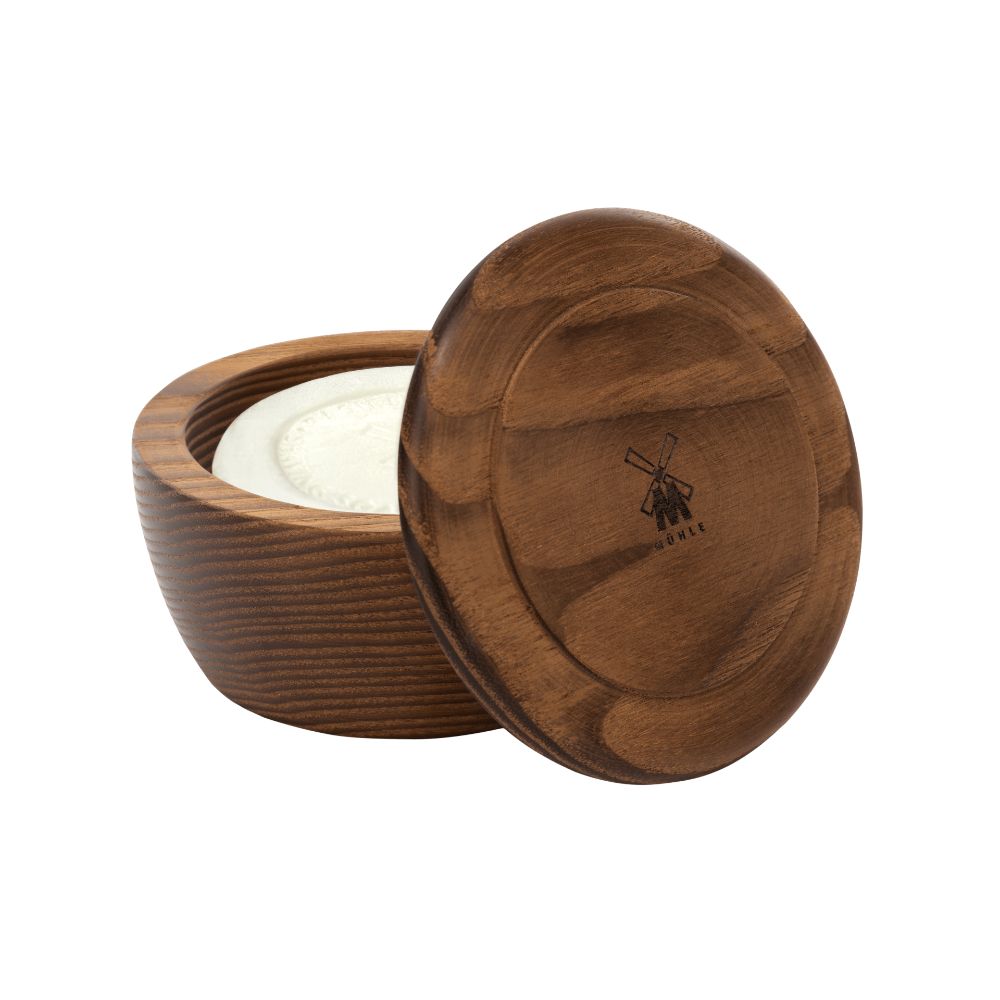 Wooden Shaving Bowl with Shaving Soap