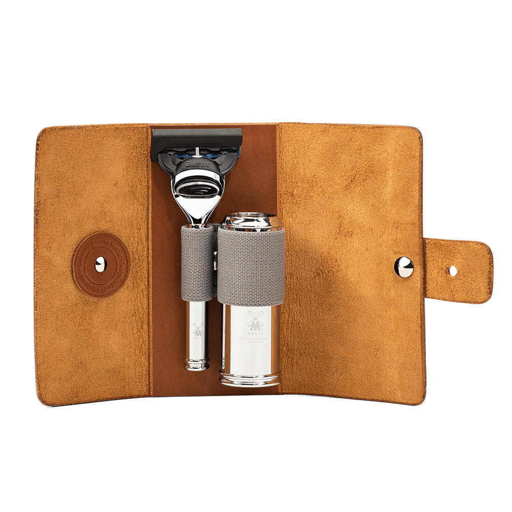 TRAVEL - Travel Shaving Set with Leather Case