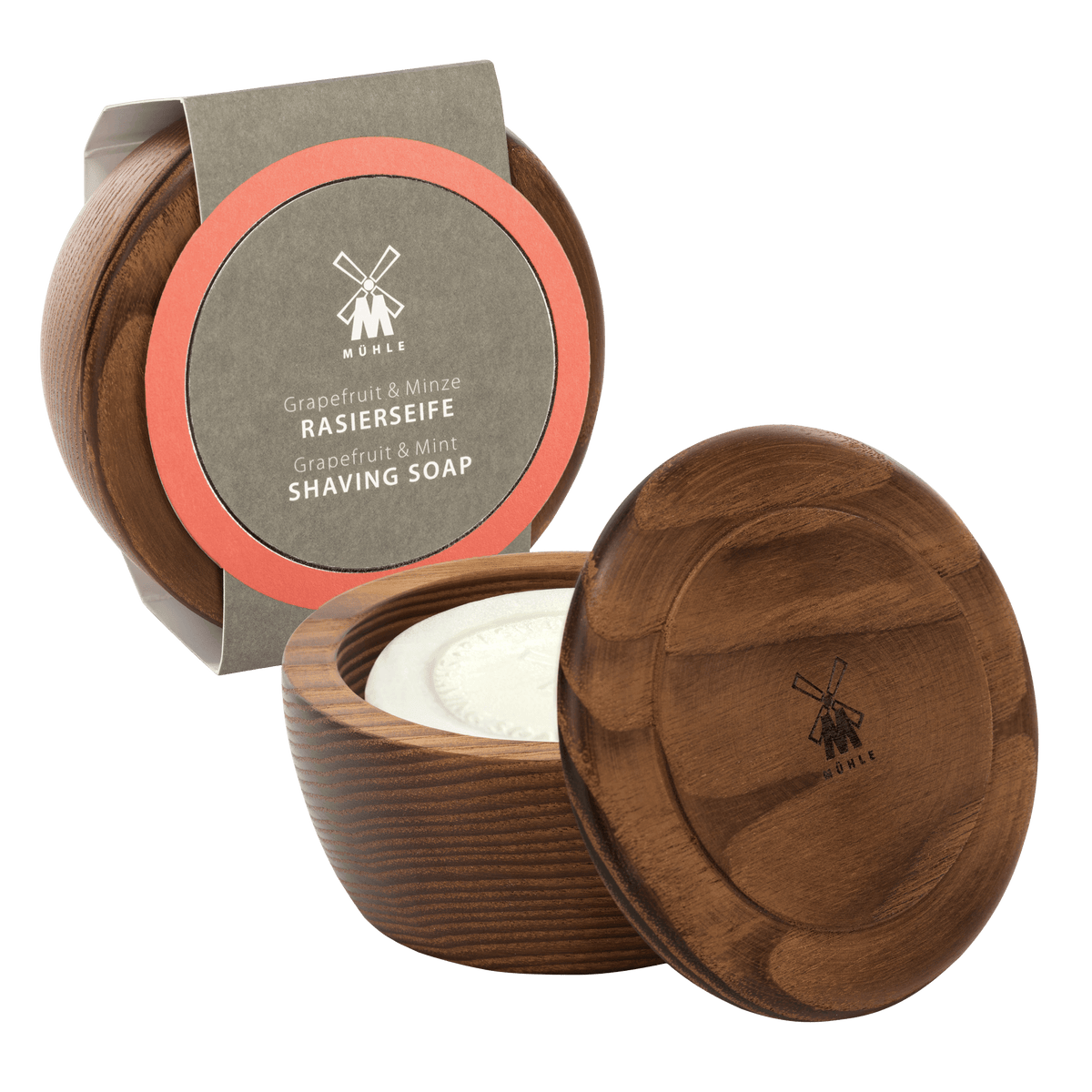 Wooden Shaving Bowl with Shaving Soap